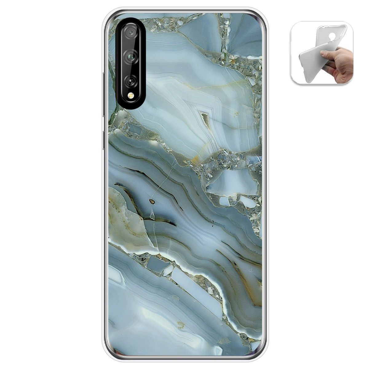 Tumundosmartphone Funda Gel Tpu para Huawei P Smart S / Y8p diseño Mármol 09 Dibujos