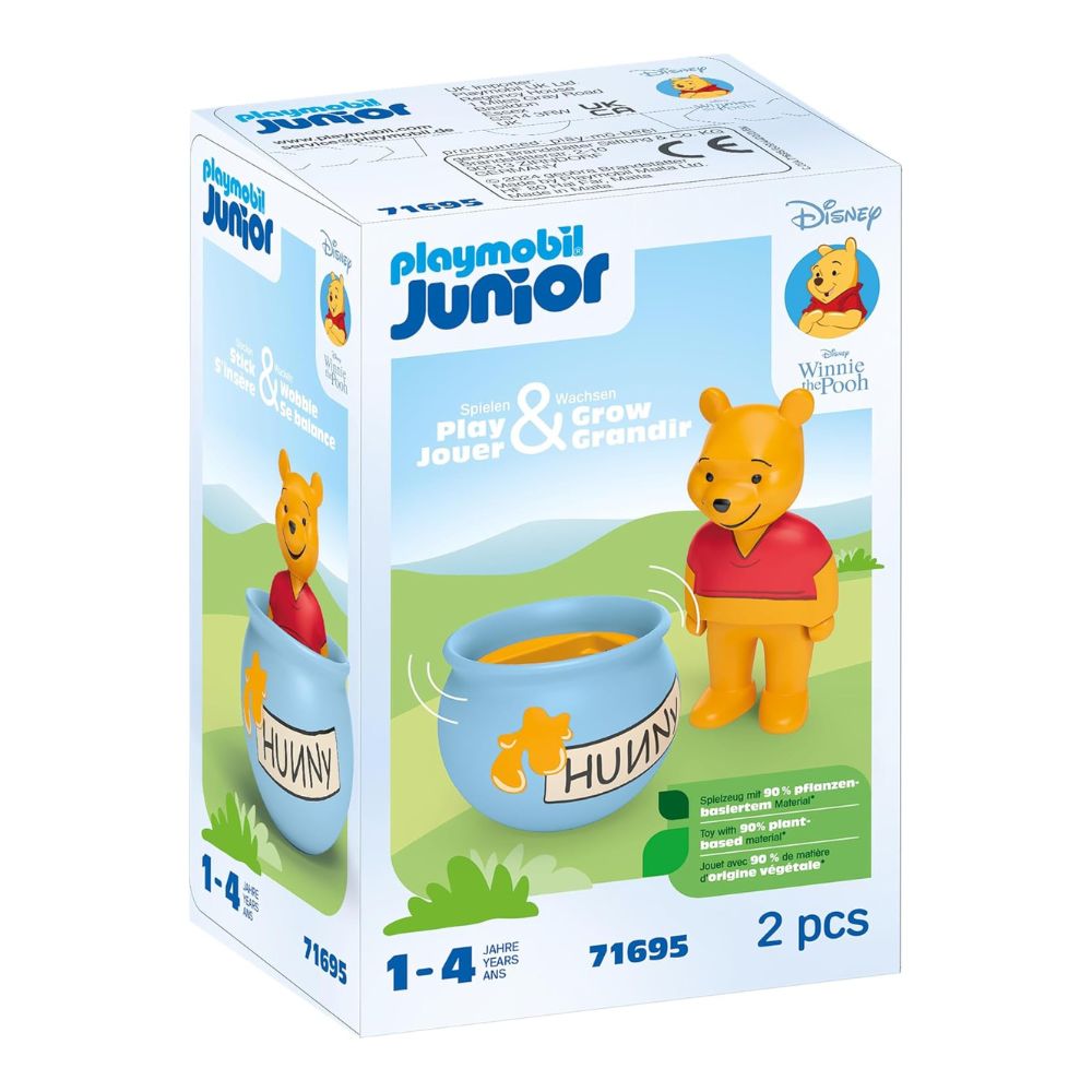 PLAYMOBIL JUNIOR y Disney (71695) Winnie the Pooh tarro de miel tipo TENTETIESO con función giratoria, para bebes de 12 meses en adelante
