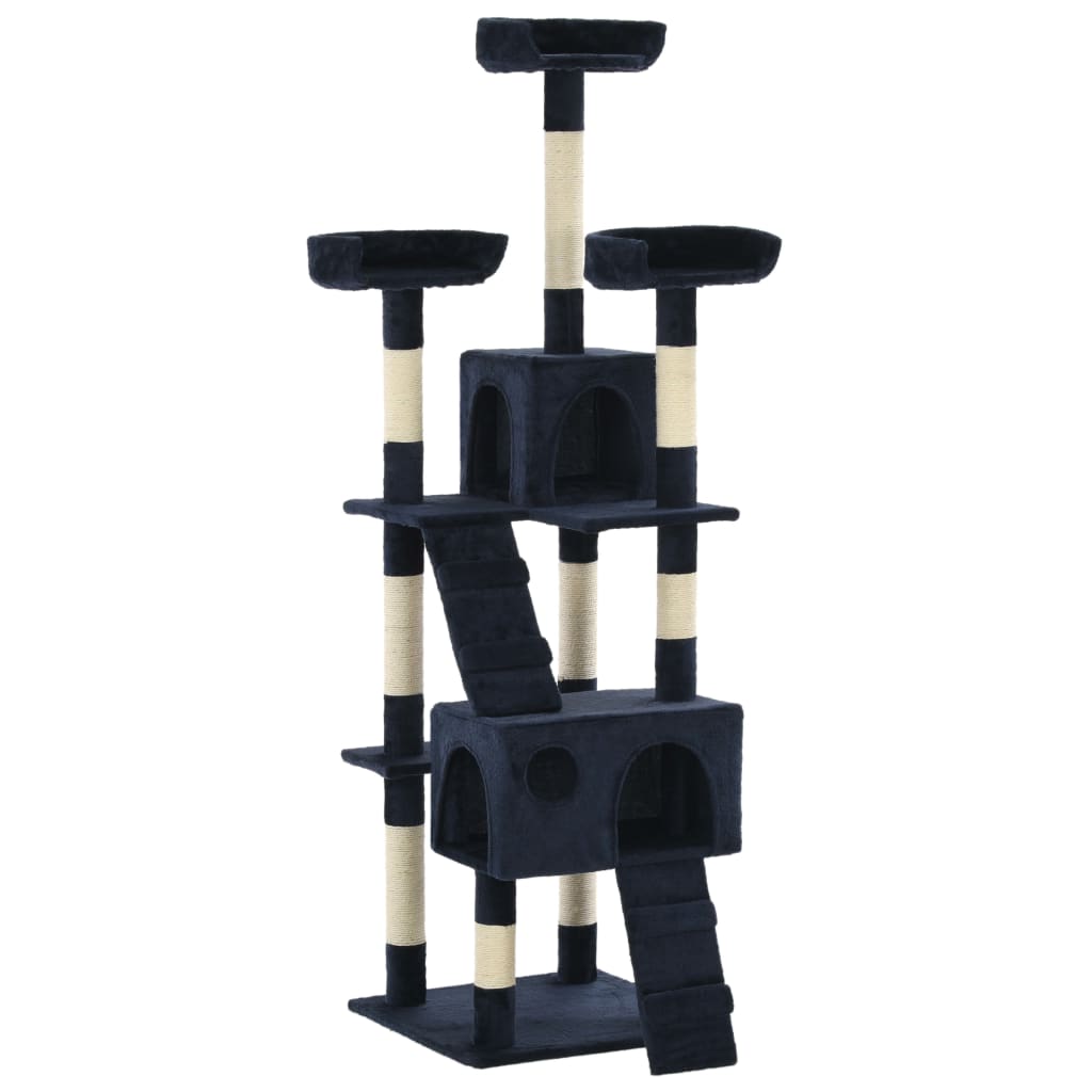 vidaXL Rascador para Gatos con Poste de Sisal 170 cm Árbol Arañar Juguete Color Azul,  Gris,  Beige con huellasde patas y mas