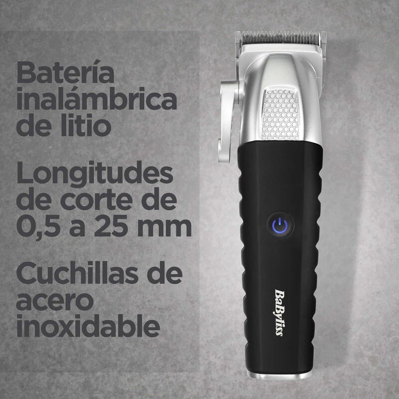 Cortapelos Inalámbrico Babyliss E812E  | corte Mínimo 5mm, Corte Máximo 250mm, 8 Pasos, Negro, Inox