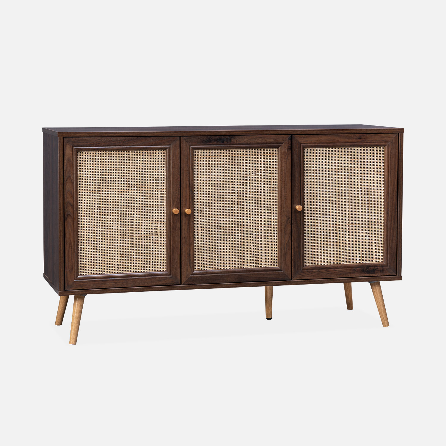sweeek - Aparador 3 puertas de caña, 120cm , Boheme , 120x39x70