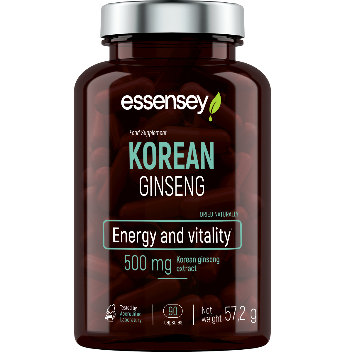 Essensey Ginseng Coreano 500 mg – 90 Cápsulas Vegetales | Complemento de Ginseng