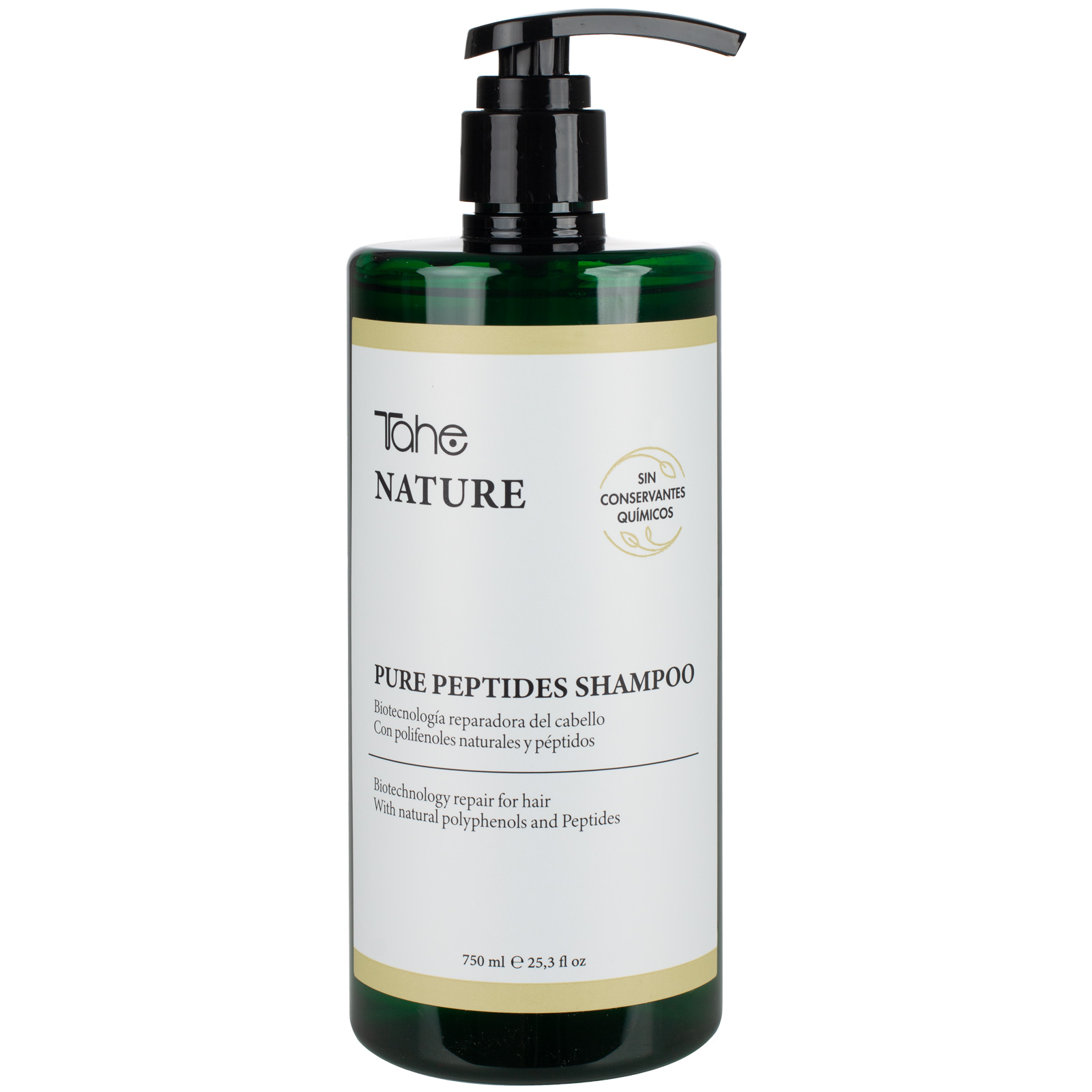 Tahe Nature Champú sin sulfatos Pure Peptides con Tecnología Reparadora del cabello, 750 ml