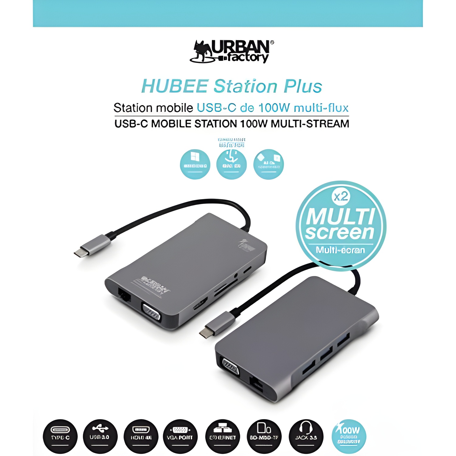 Estación Móvil USB-C Urban Factory - Carga Rápida