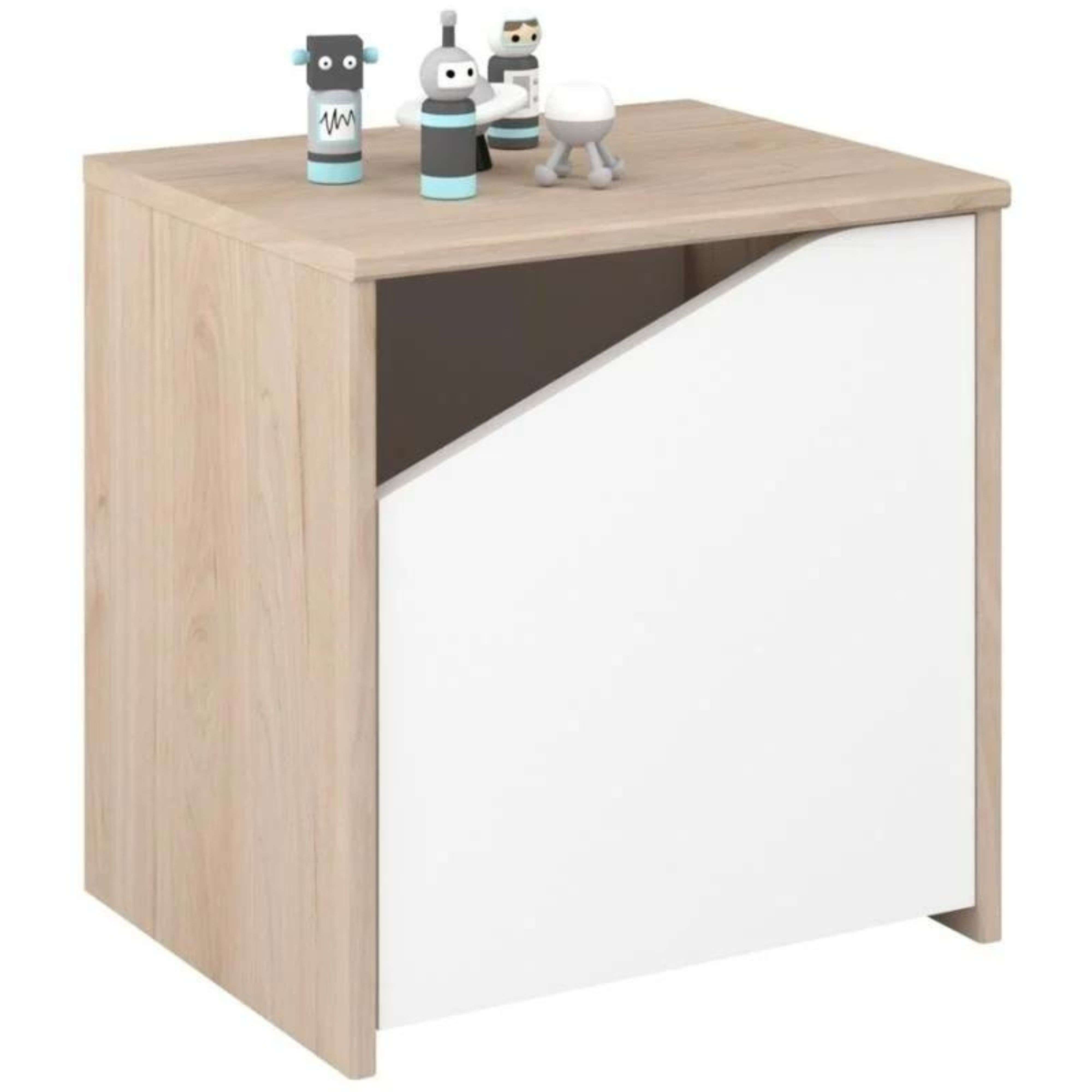 Miroytengo Mesita de noche Child 42x40x33 cm Diseño Asimetrico Dormitorio Moderno y Nórdico