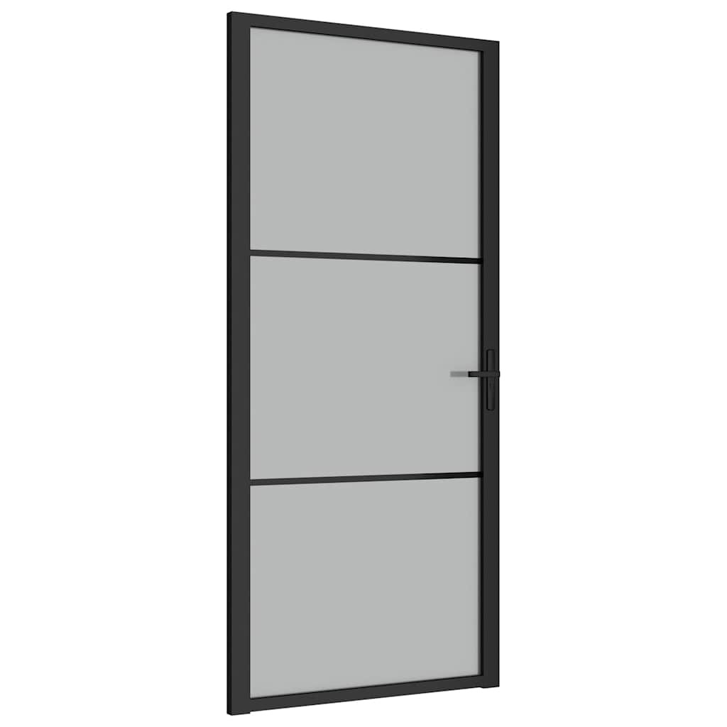 vidaXL Puerta interior de vidrio y aluminio negro mate 93x201,5 cm
