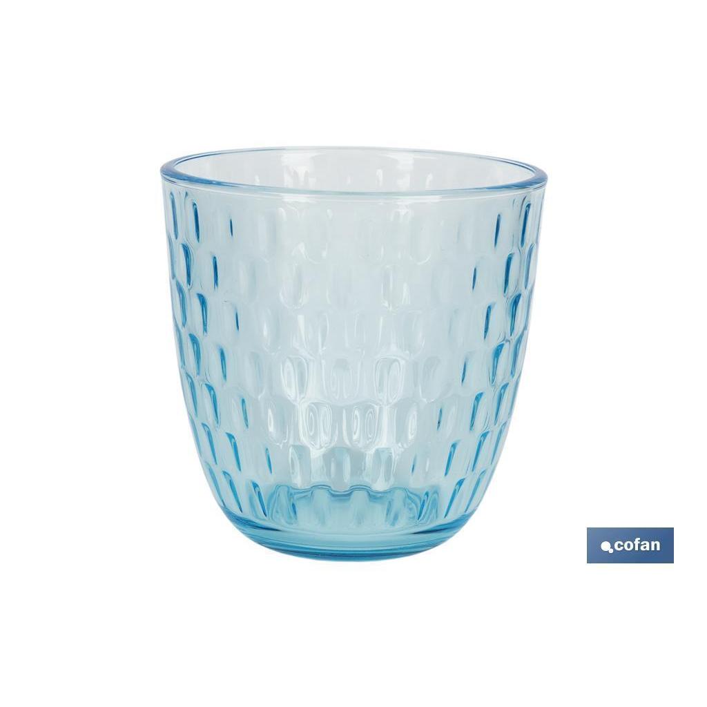 Pack 6 vasos de agua vidrio 29 cl color azul modelo ópalo