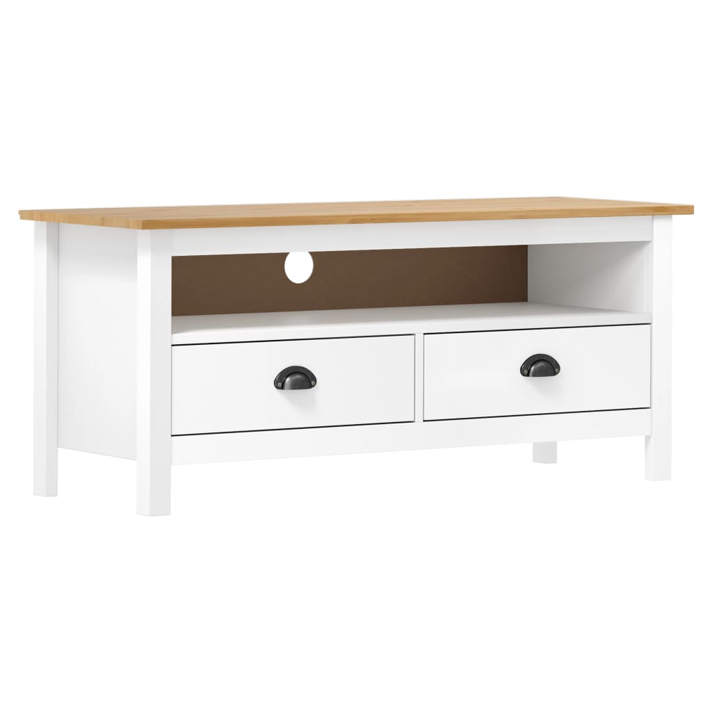 vidaXL Mueble de TV Hill madera maciza de pino blanco 110x40x47 cm