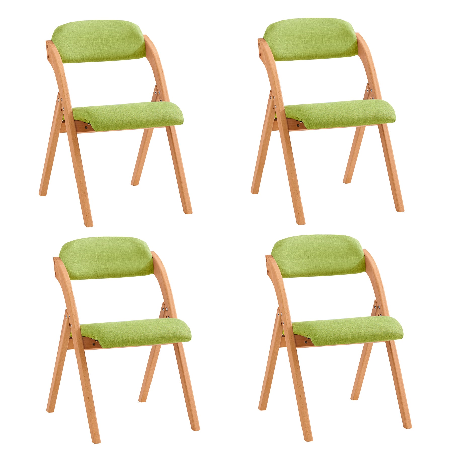 SoBuy FST92-GRx4 Lote de 4 Sillas Plegables de Madera con Asiento y Respaldo Tapizado Sillón para Cocina, Oficina 47 x 60 x 77 cm Verde ES