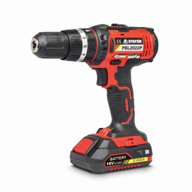 Taladro atornillador percutor a batería 18V, 2 Bat. 2.0Ah PROFESIONAL, con 3 funciones PBL 2022 PK