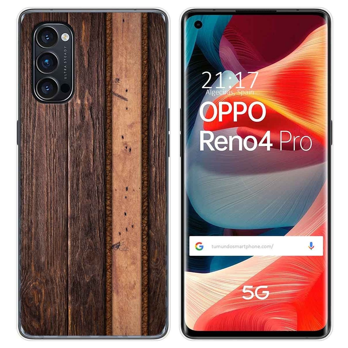 Tumundosmartphone Funda Gel Tpu para Oppo Reno 4 Pro 5G diseño Madera 05 Dibujos