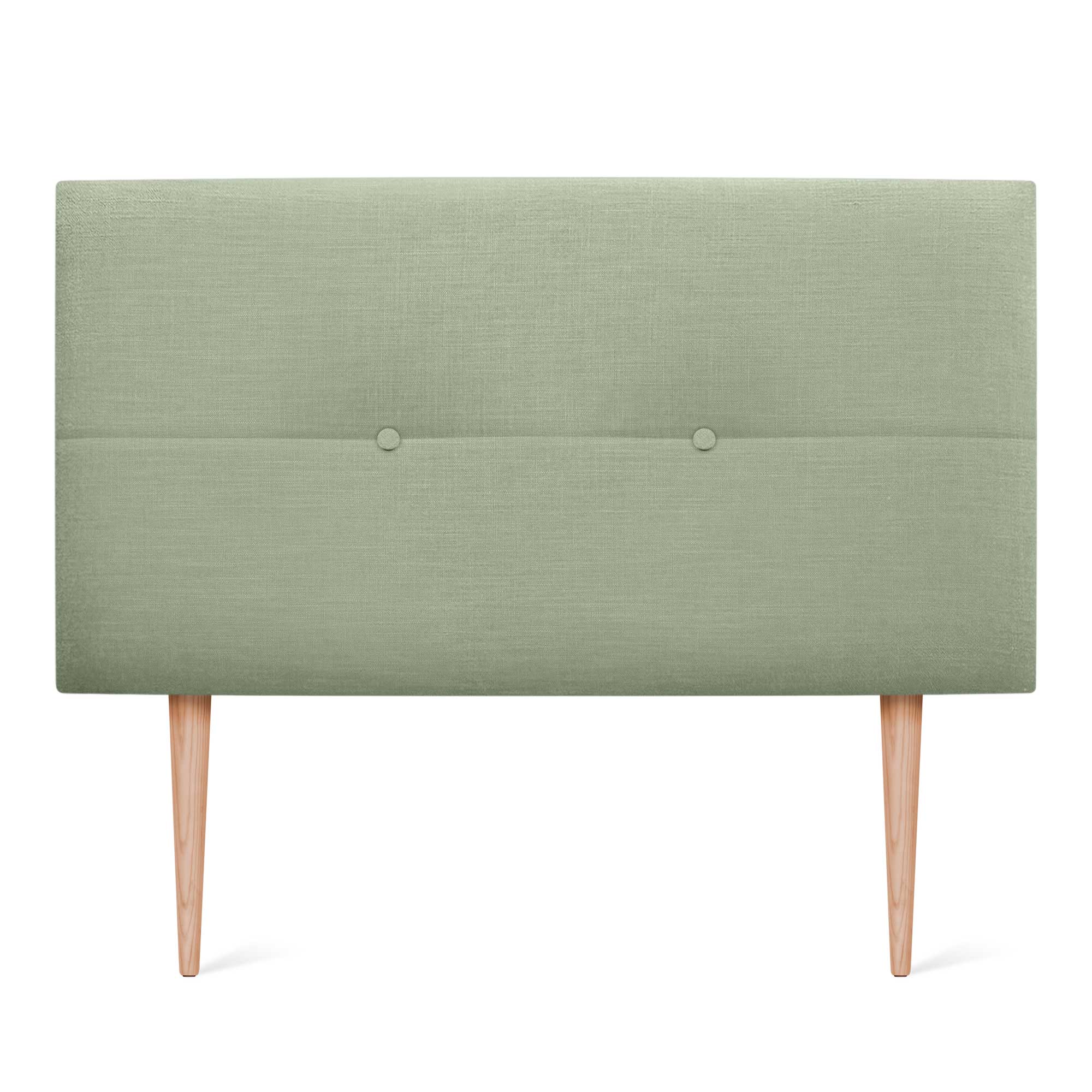 DHOME Cabecero de Lino Natural con Botones y Patas de Madera Cabezal Tapizado Cama Dormitorio Moderno