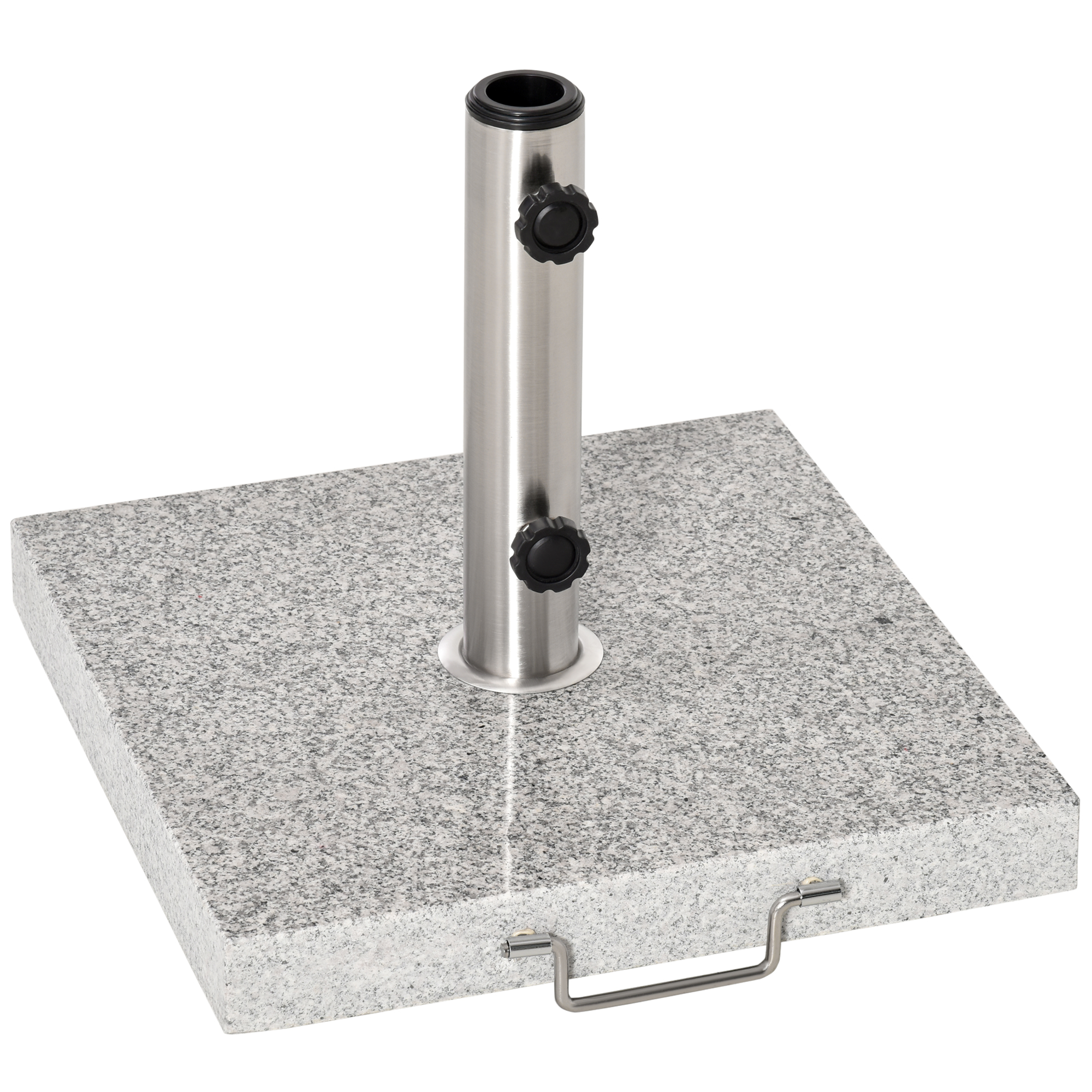 Outsunny Base de Sombrilla Exterior Universal 25 kg de Mármol con 2 Ruedas y Asa de Transporte Tubo de Ø35/38/48 mm Soporte de Parasol para Jardín Balcón Patio 42x42x36 cm Gris