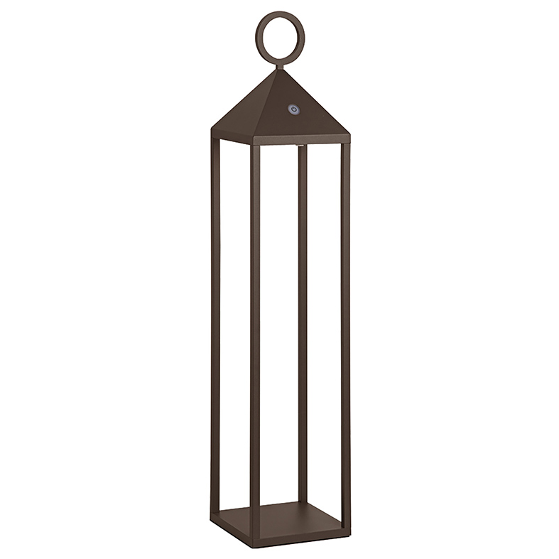 Moderna linterna LED Pic Nic 2,2W IP54 recargable y regulable h. Corten de 67 cm - ROSSINI ILLUMINAZIONE