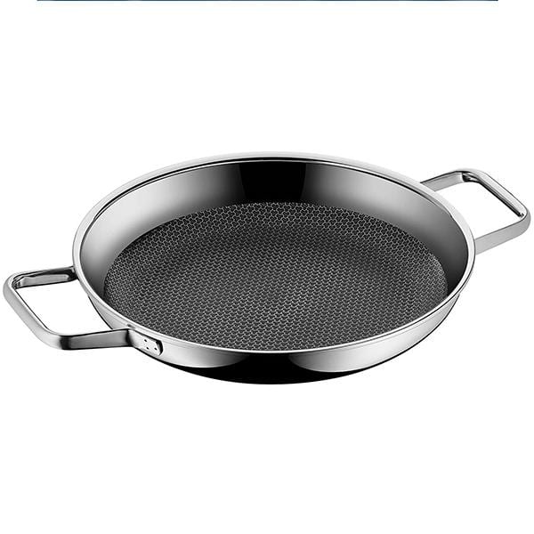 Sartén de Acero Inoxidable 28 cm WMF Profi Resist con Rejilla Antiadherente sin PFOA y Base TransTherm® y Fondo de Abeja para Inducción