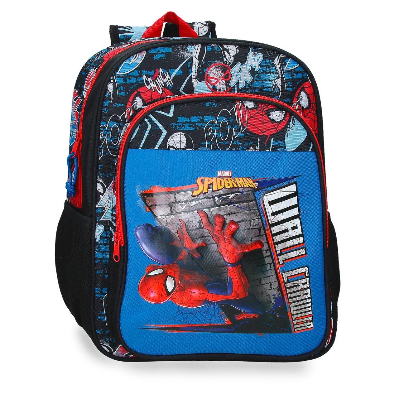 Mochila escolar adaptable a carro Spiderman Wall Crawler 30x40x13cm Negro