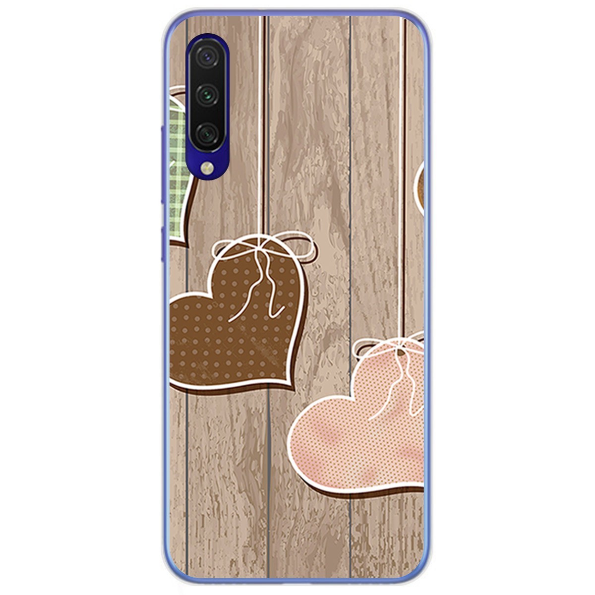 Tumundosmartphone Funda Gel Tpu para Xiaomi Mi 9 Lite diseño Corazones Madera Dibujos