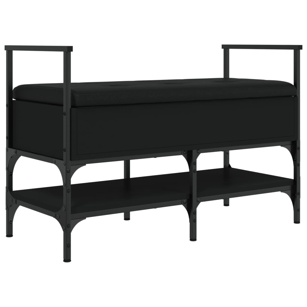 vidaXL Banco zapatero madera de ingeniería negro 85,5x42x57,5 cm