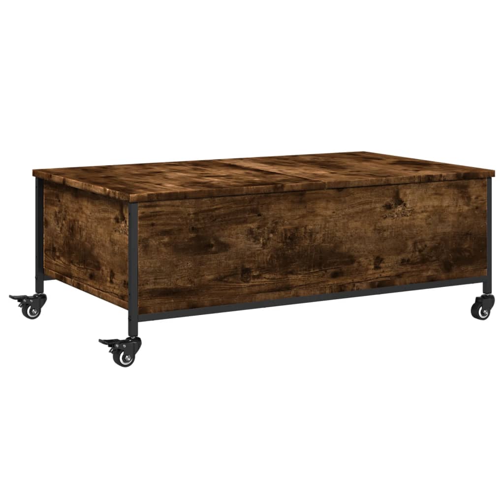 Vidaxl Mesa de Centro con Ruedas Madera Ingeniería 91x55x34 Cm Negro