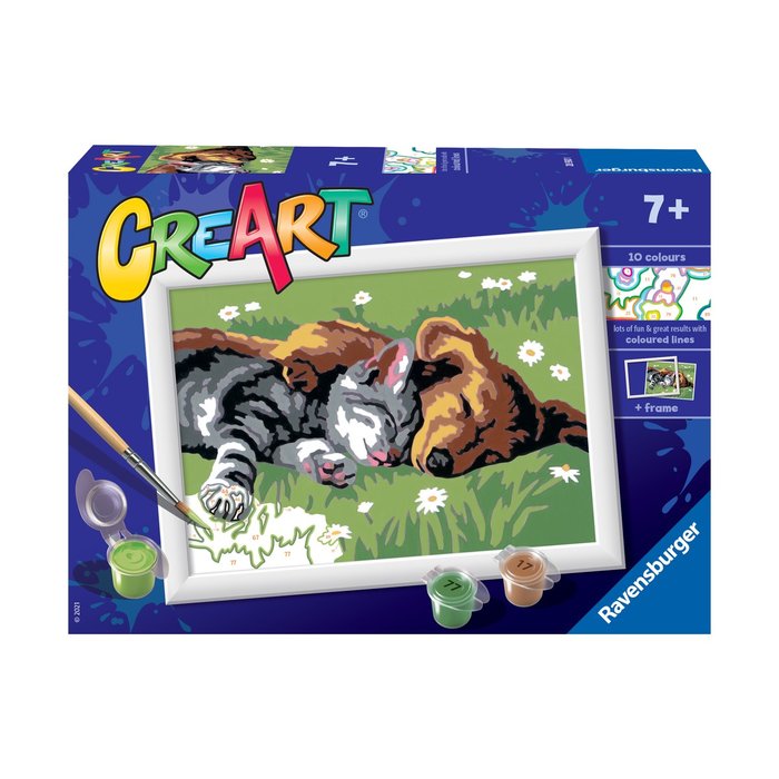 RAVENSBURGER JUEGO PINTAR CON NUMEROS SERIE CREART E - GATO Y PERRO JUEGOS DE MESA LABERINTO 18x13x5 Cms.