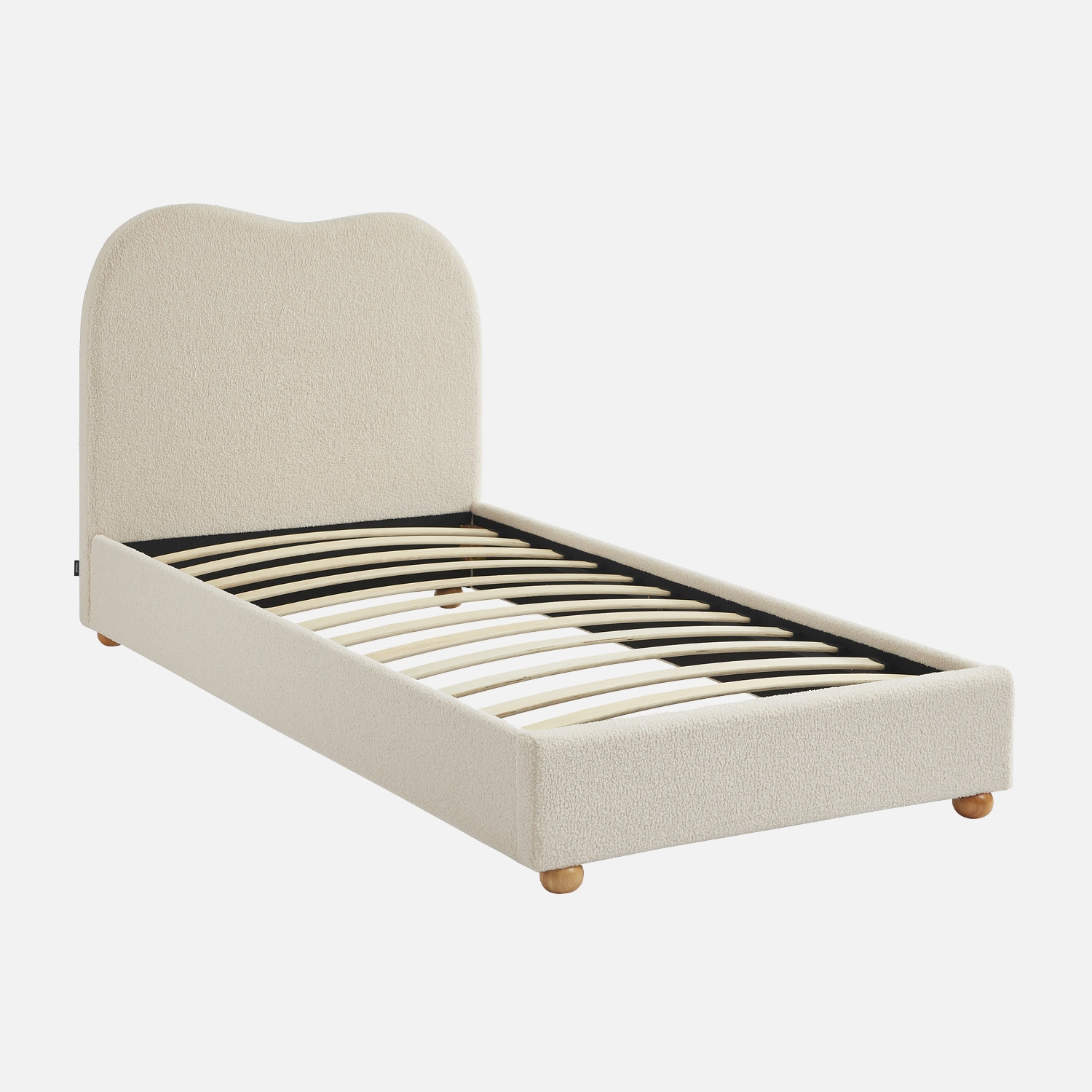 sweeek - Cama con somier y cabecero, acabado borreguito , Aaron , 204x98x96