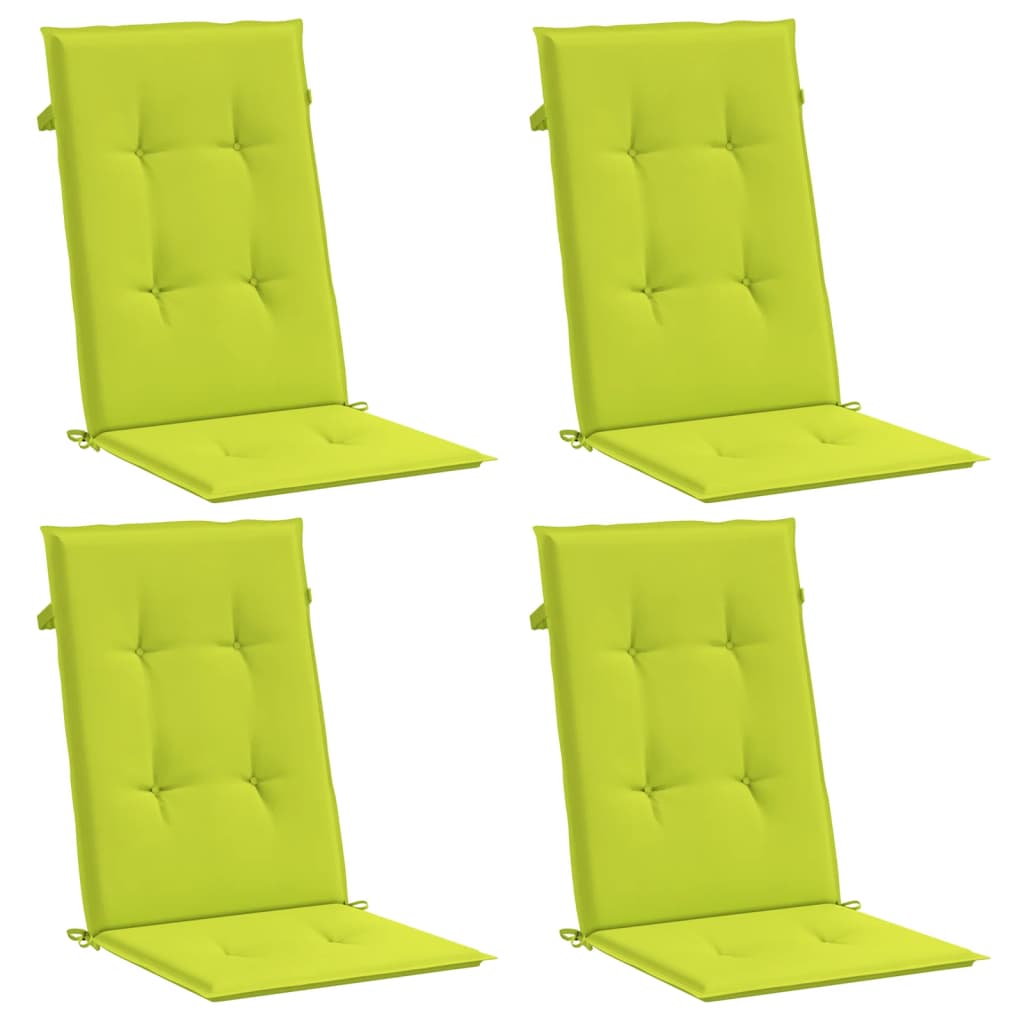 vidaXL Cojín silla de jardín respaldo alto 4 uds tela verde 120x50x3cm