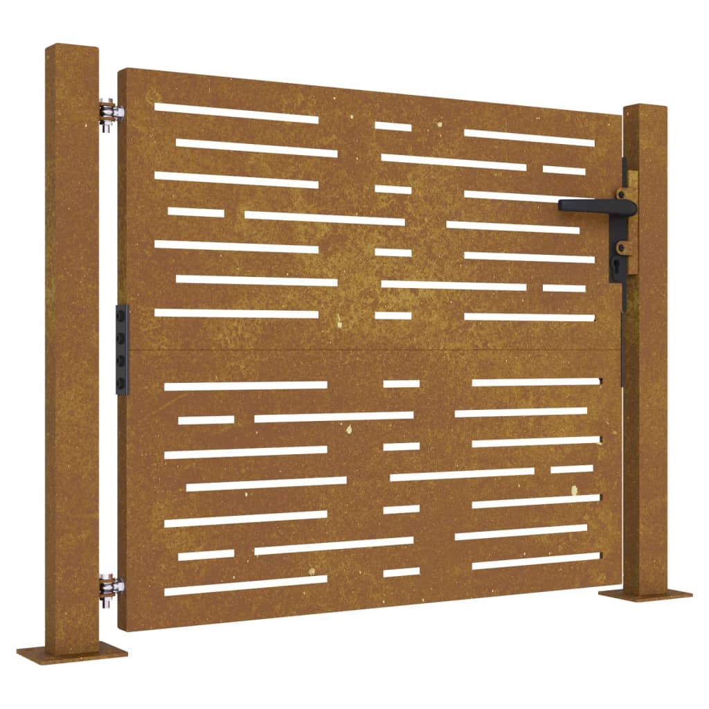 vidaXL Puerta de jardín acero corten diseño cuadrado Dimensiones 105 x 80 cm, 105 x 105 cm, 105 x 130 cm