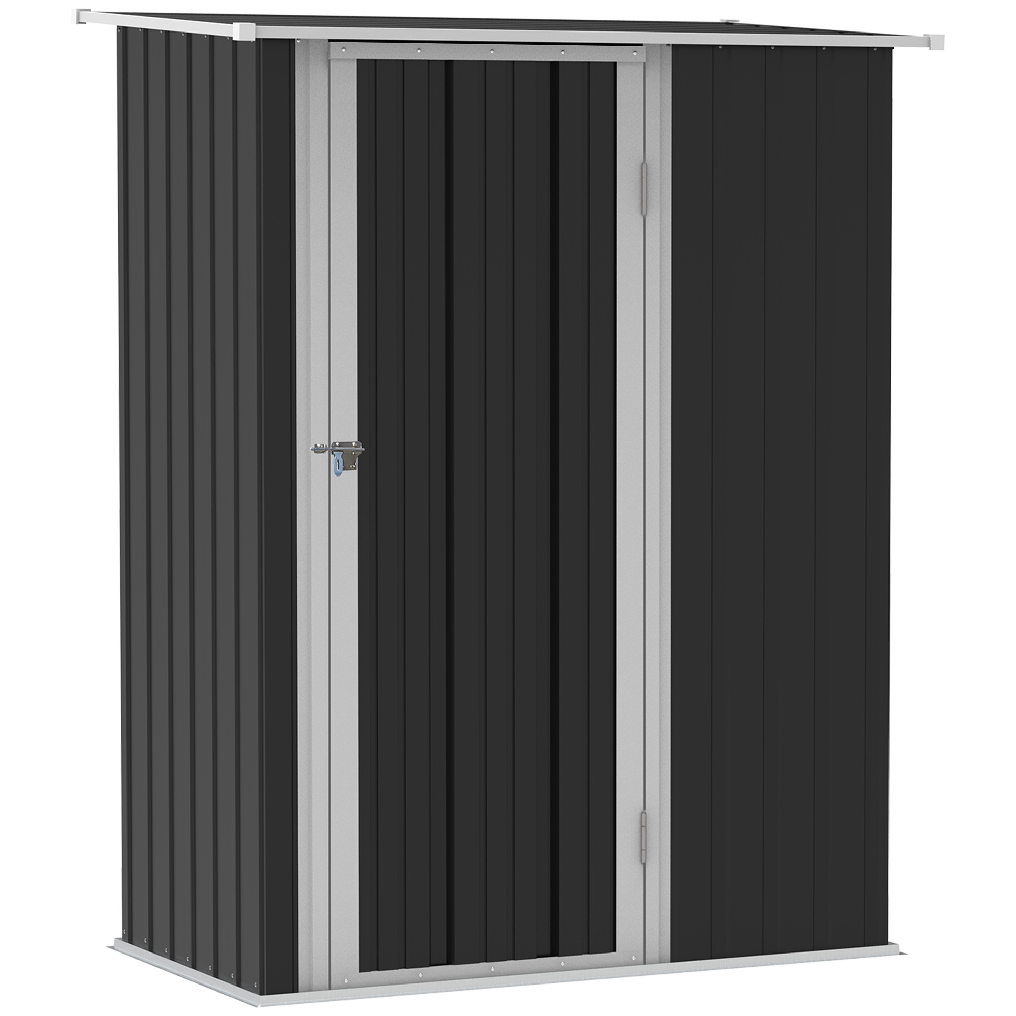 Outsunny Caseta de Jardín 1,07 m² 142x84x189 cm Cobertizo Exterior de Acero Galvanizado con Puerta Cerradura y Orificios de Drenaje para Almacenamiento de Herramientas