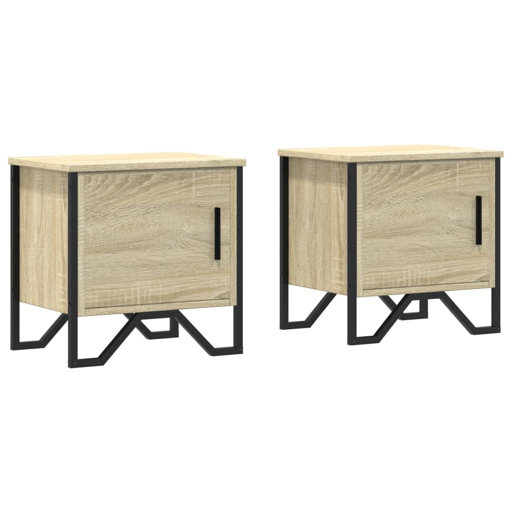 vidaXL Mesitas de noche 2 uds contrachapado color roble 40x30x40 cm