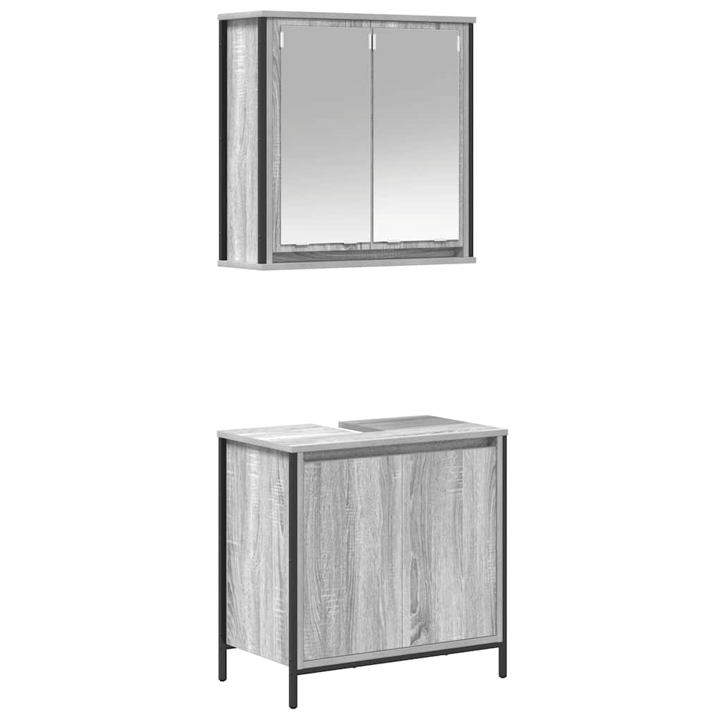 vidaXL Set de muebles de baño 2 pzas madera contrachapada gris sonoma