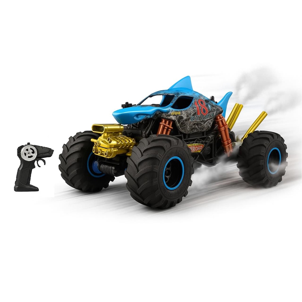 Coche radio control Tiburón, echa humo, escala 1:10, 2.4GZ con luces 25'5x39x20cm (Crazon 333-YC21122)