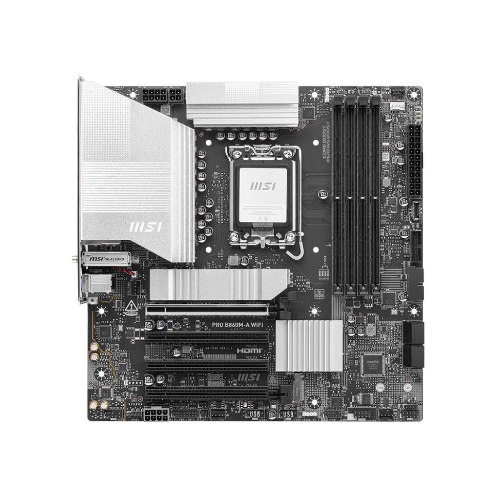 MSI - Placa base PRO B860M-A WIFI micro ATX 601-7E42-01S para PC con socket LGA 1851, soporte DDR5 hasta 256 GB, Wi-Fi 7 y Bluetooth 5.4, ideal para multitarea y configuraciones compactas