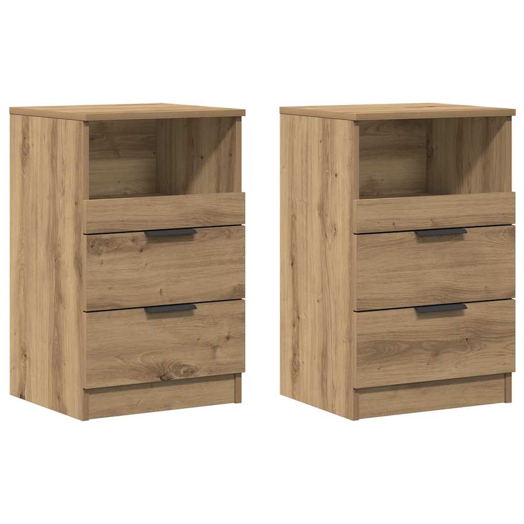 vidaXL Mesitas noche 2 uds madera ingeniería roble artisan 40x36x65 cm