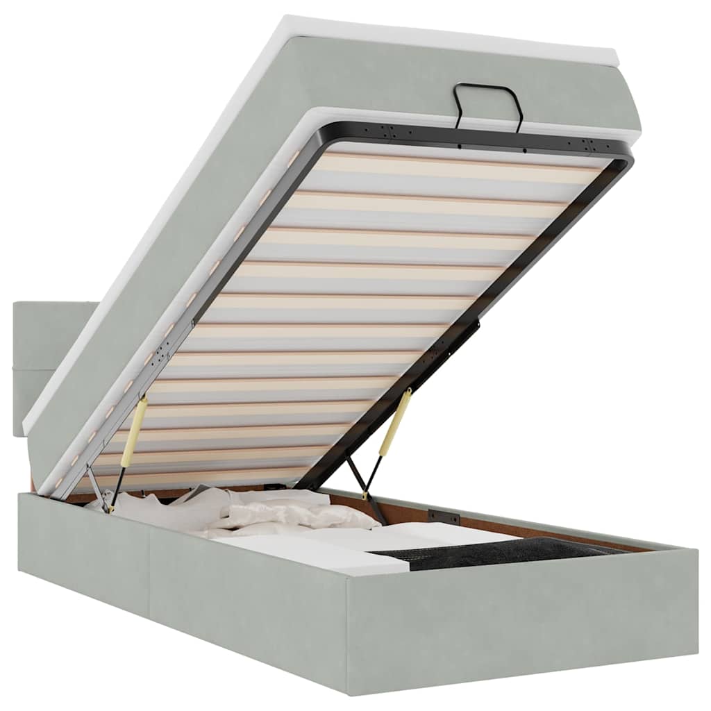 vidaXL Estructura cama otomana colchón terciopelo gris claro 100x200cm