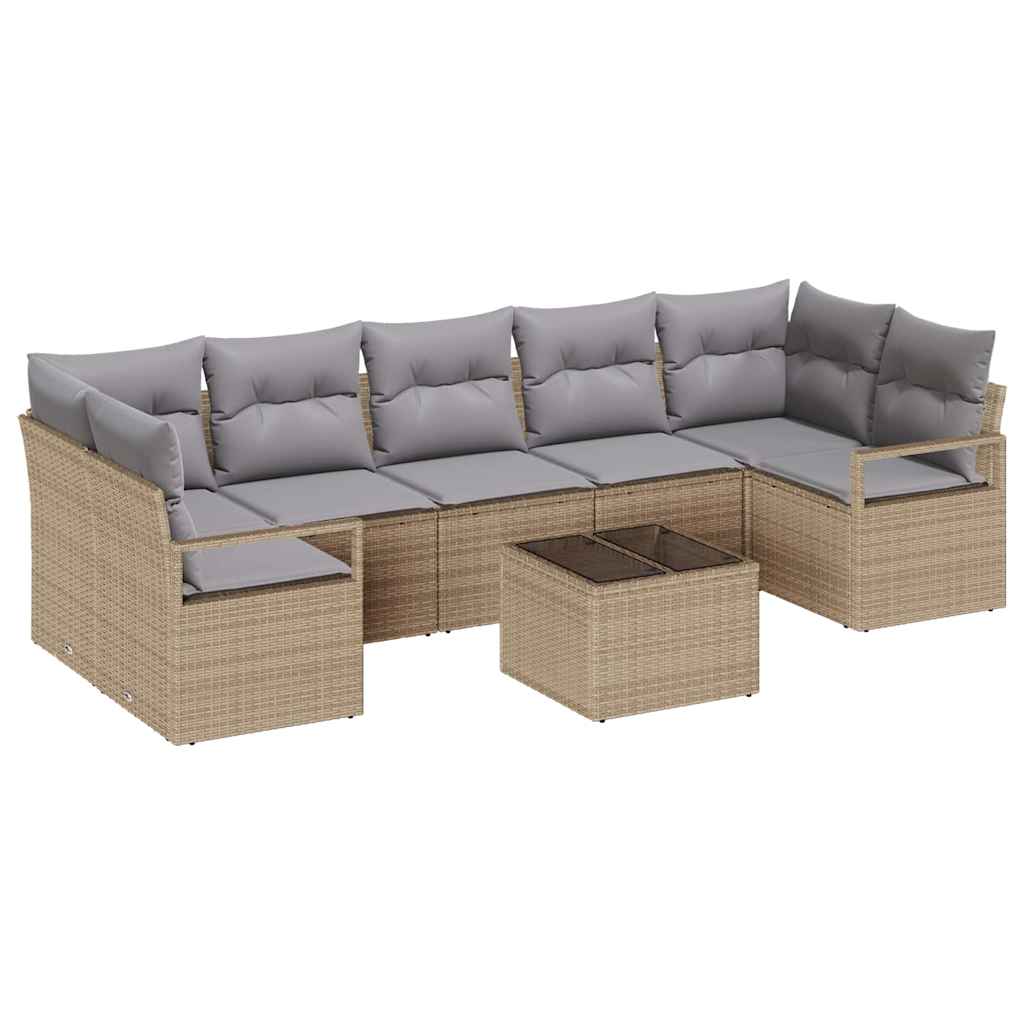 vidaXL Juego de Sofá 8 pcs Beige y gris ratán sintético