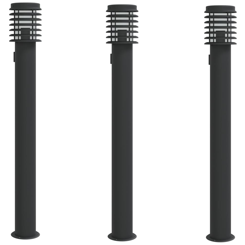 vidaXL Lámparas de suelo exterior con enchufe 3 uds acero inox 110 cm Color Plateado,  Negro, y mas