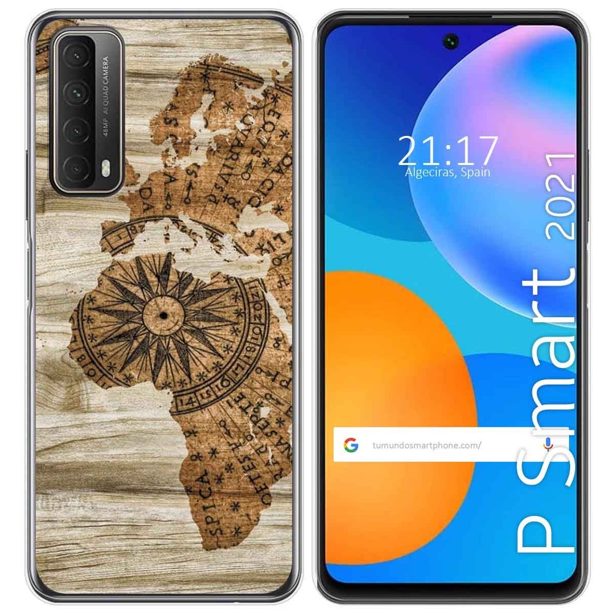Tumundosmartphone Funda Gel Tpu para Huawei P Smart 2021 diseño Madera 07 Dibujos
