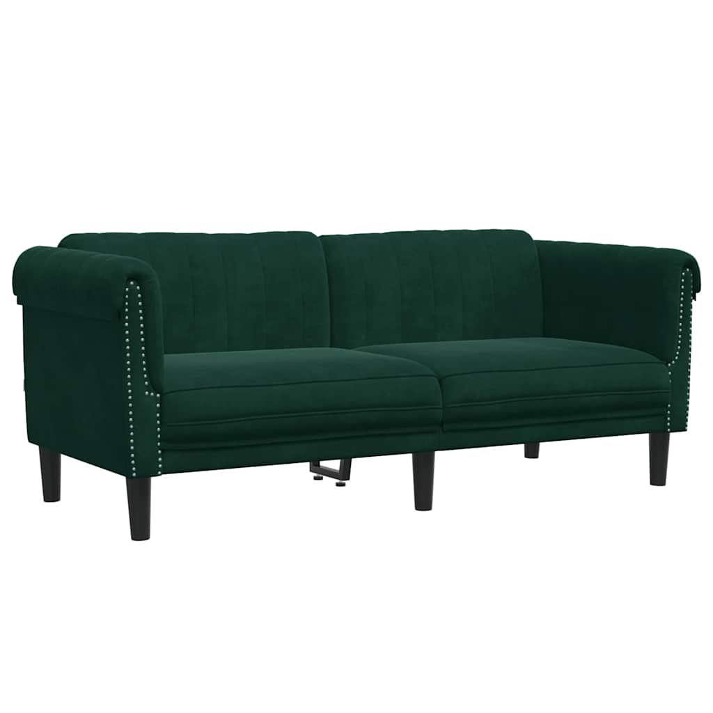 vidaXL Sofá de 2 plazas terciopelo verde oscuro