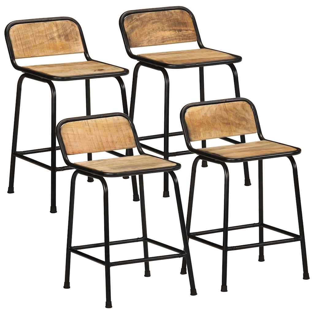 vidaXL Taburetes de barra 4 uds 46x35,5x70 cm madera maciza de mango