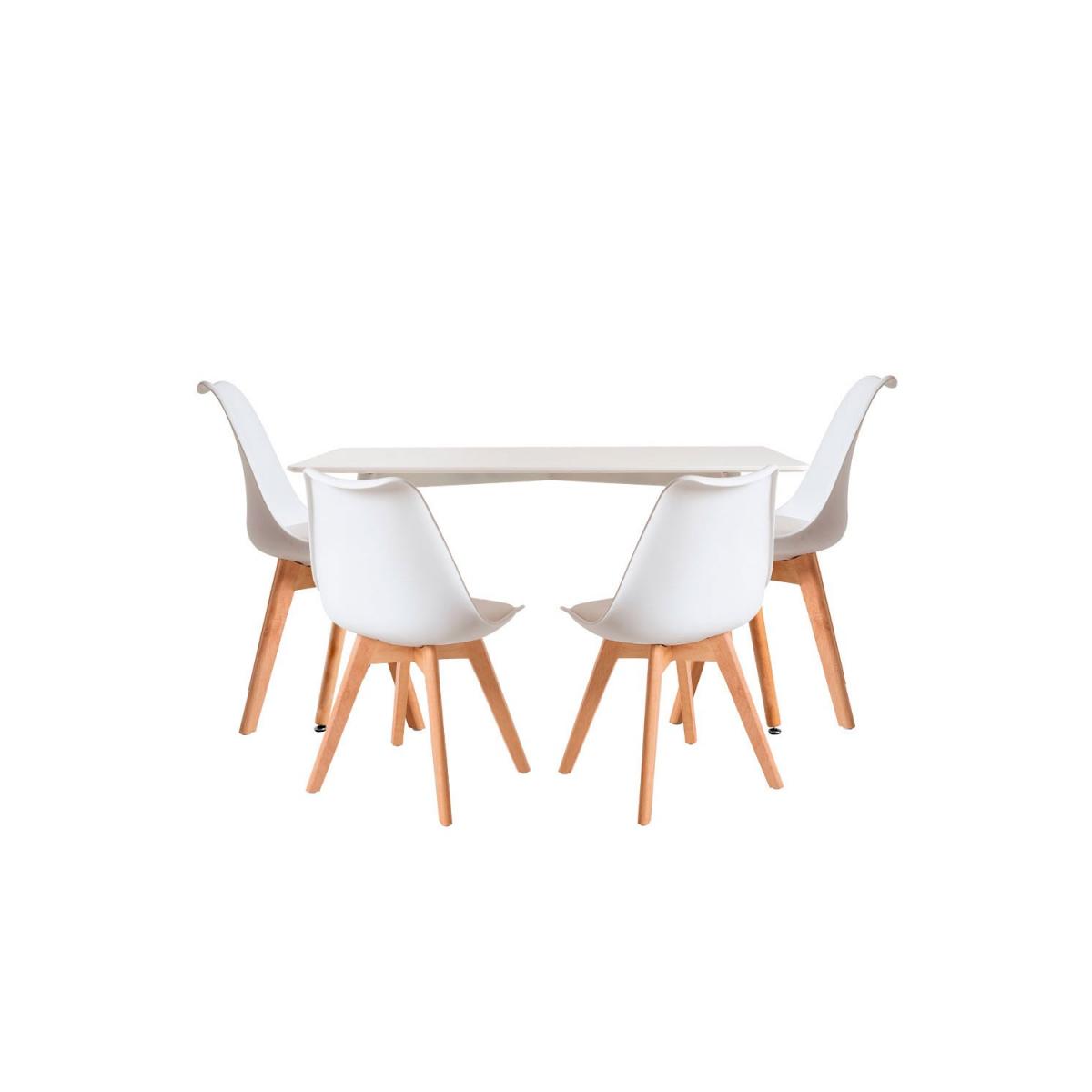 Regalos Miguel - Conjuntos de mesa y sillas - Conjunto Mesa Tower Rectangular 120 x 80 cm Blanca y Pack 4 Sillas Synk Basic - Blanco