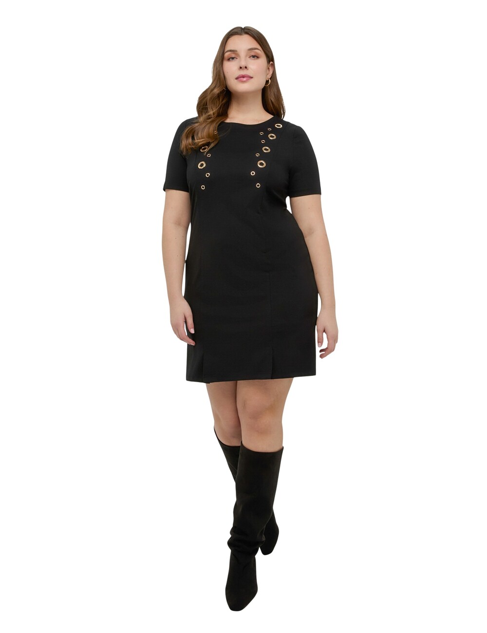Fiorella Rubino - Vestido en Punto Milano con ojales