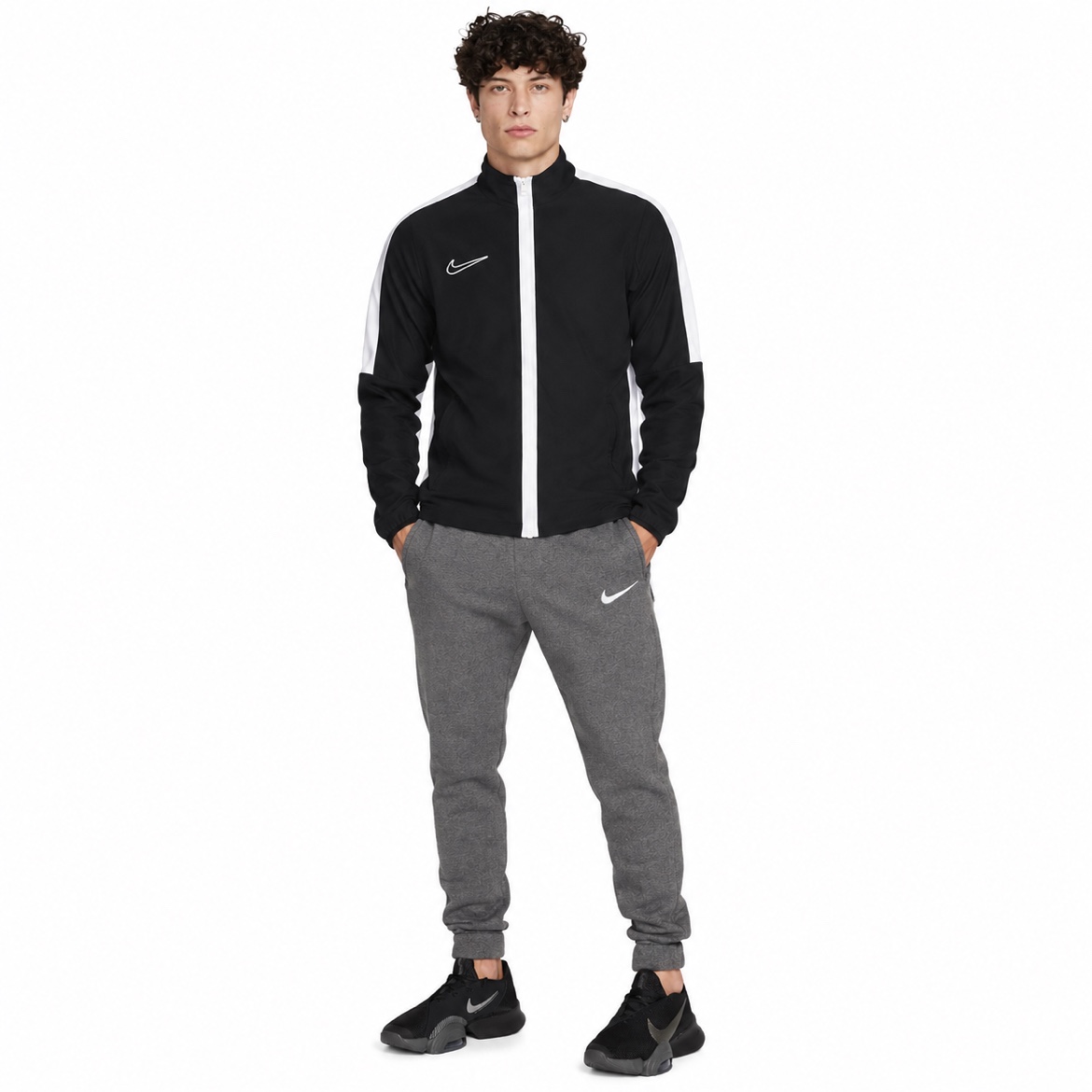 Pack Nike Sudadera de chándal Academy Pro color negro y pantalón deportivo FLC Park 20 color gris para hombre.