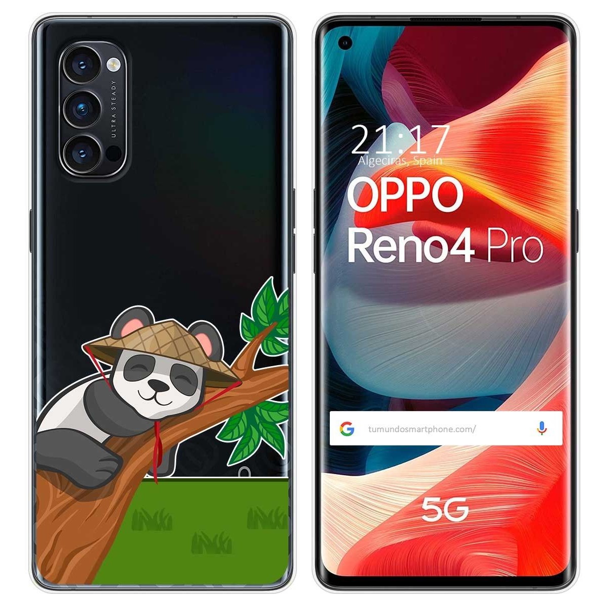 Tumundosmartphone Funda Gel Transparente para Oppo Reno 4 Pro 5G diseño Panda Dibujos