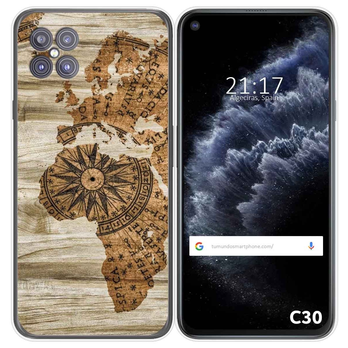 Tumundosmartphone Funda Gel Tpu para Cubot C30 diseño Madera 07 Dibujos