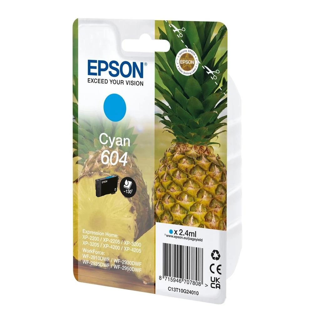 Epson - Cartucho de tinta C13T10G24020 cian para impresoras Epson Expression Home y WorkForce, 2,4 ml, compatible con XP-2200/XP-4205/WF-2950