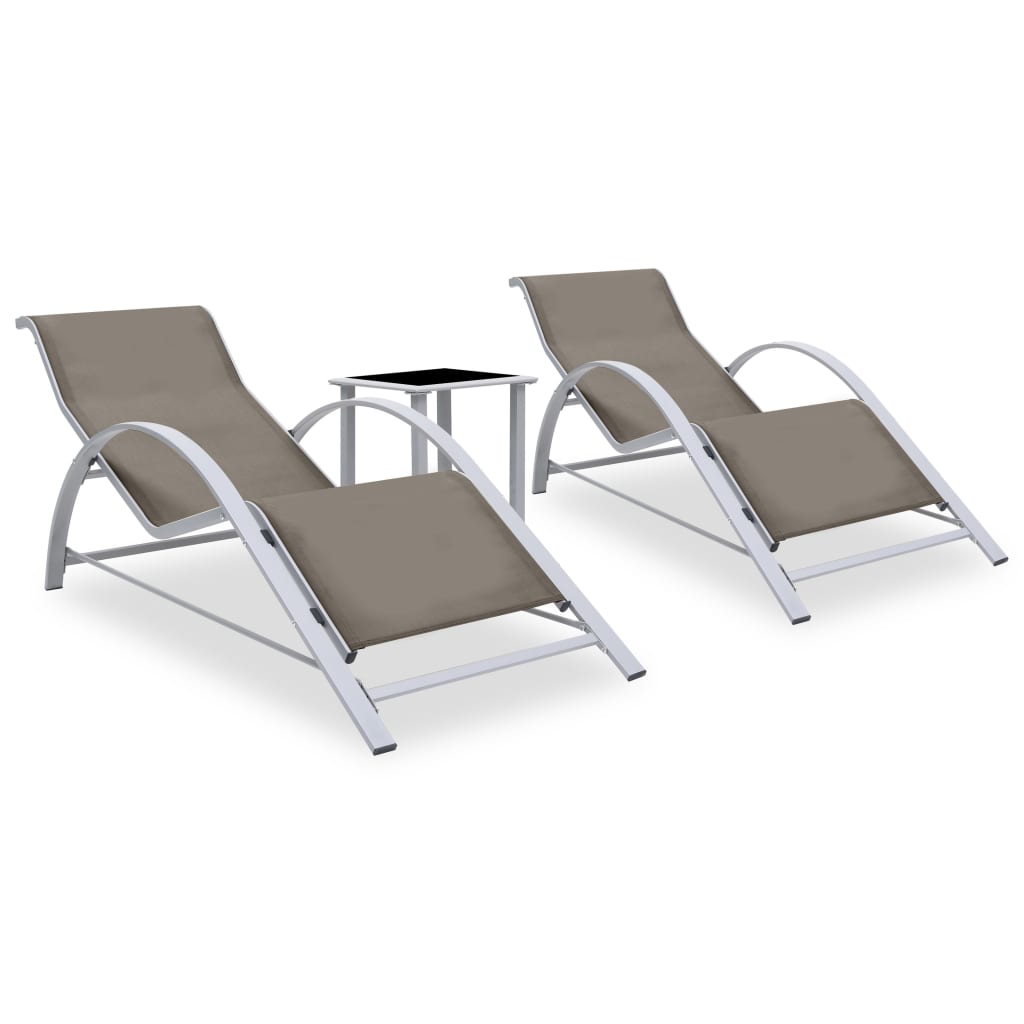 Vidaxl Tumbonas 2 Unidades con Mesita Aluminio