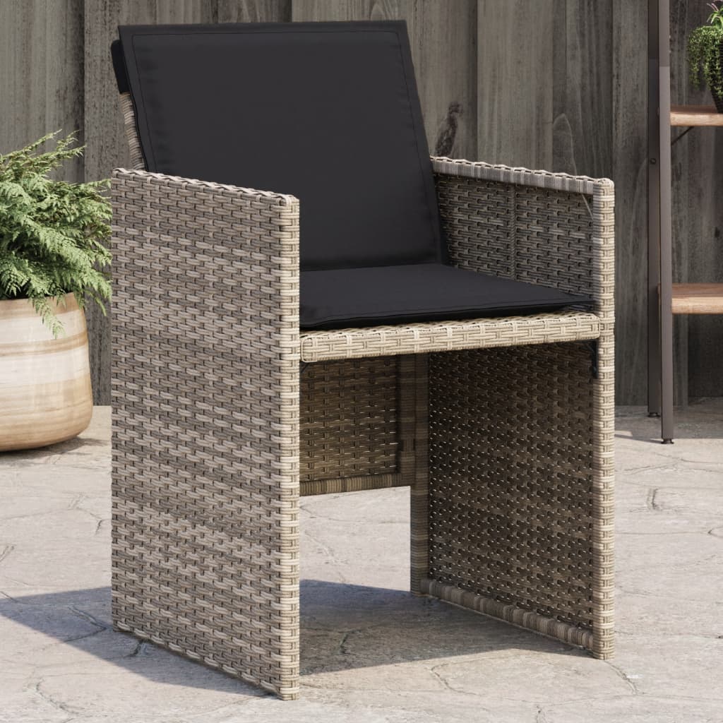 vidaXL Sillones de jardín (4 unidades) con cojines ratán sintético gris claro