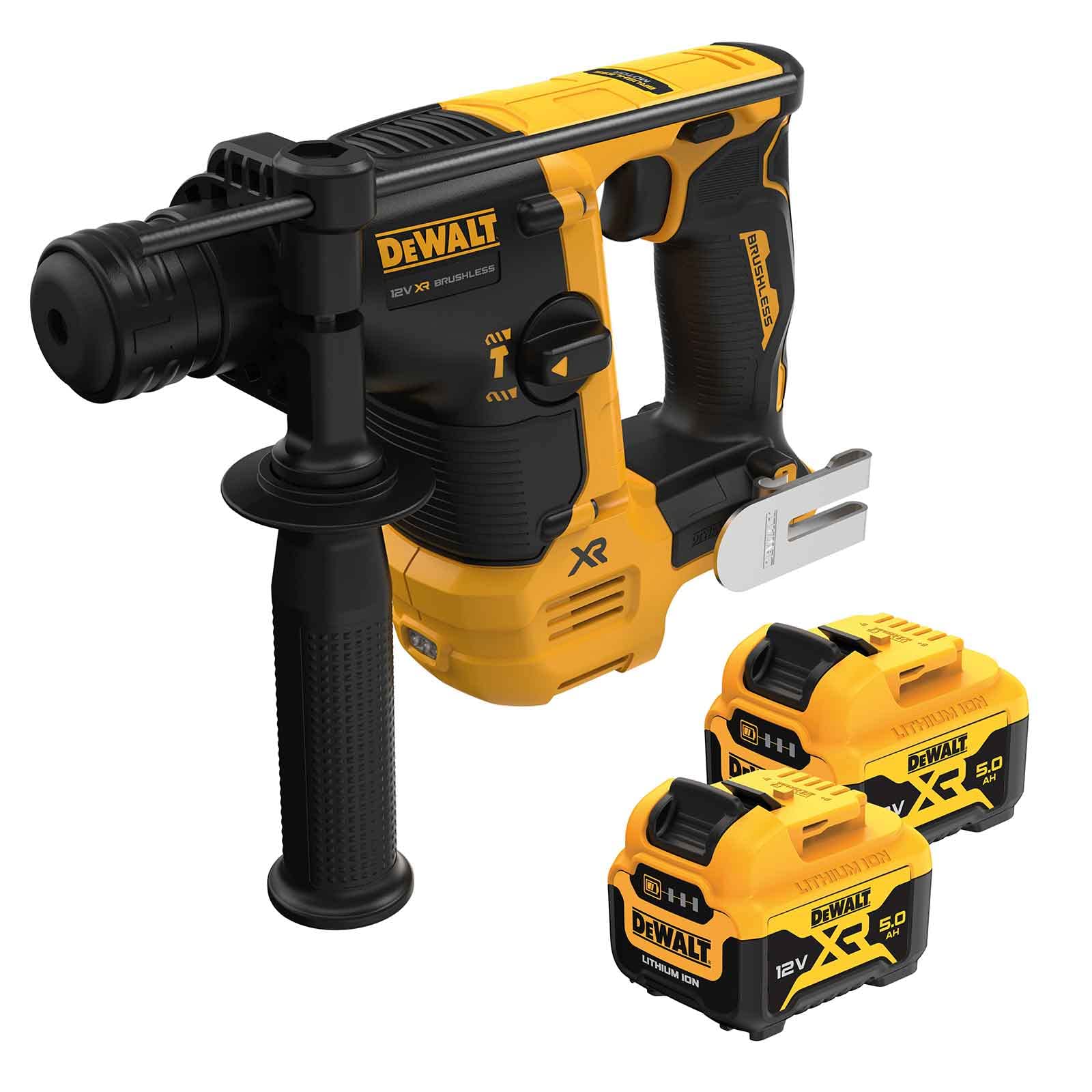 Martillo Perforador DEWALT 12V DCH072P2, 1.1J, Baterías 2x5.0Ah, Potente y Compacto, Ideal para Perforación Profesional en Materiales Duros, Alta Durabilidad