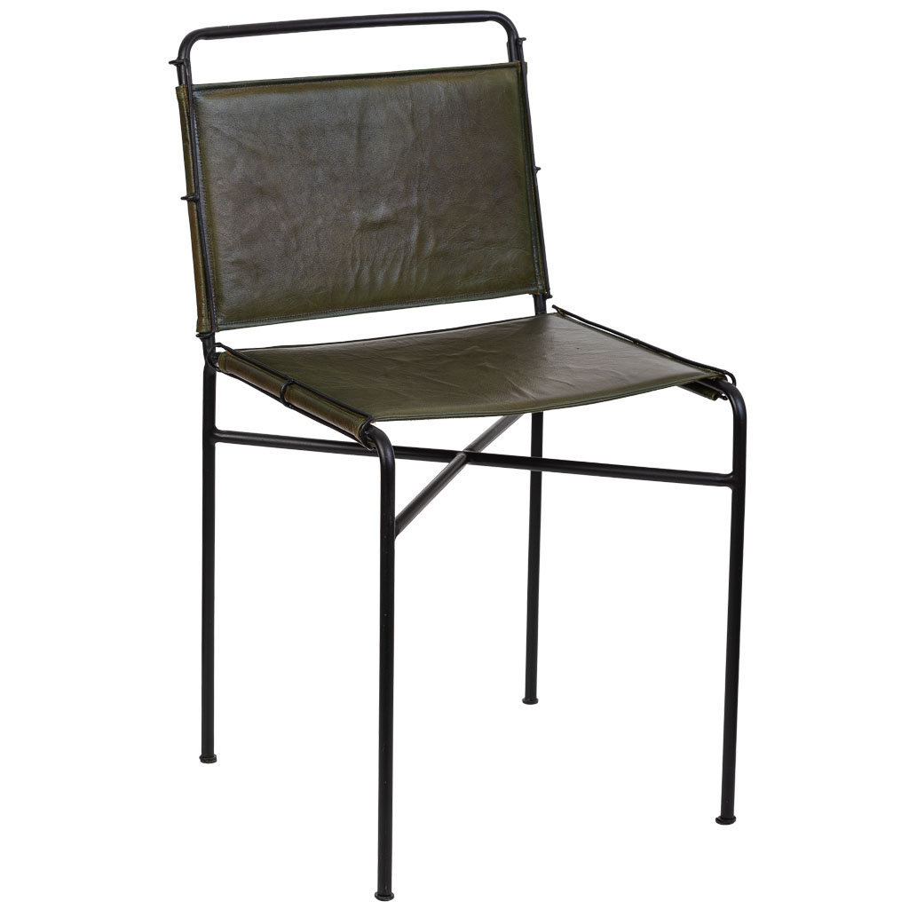Wonderlust Deco - Silla de metal y cuero marrón 48x46x89 Marrón 48x46x89h cm