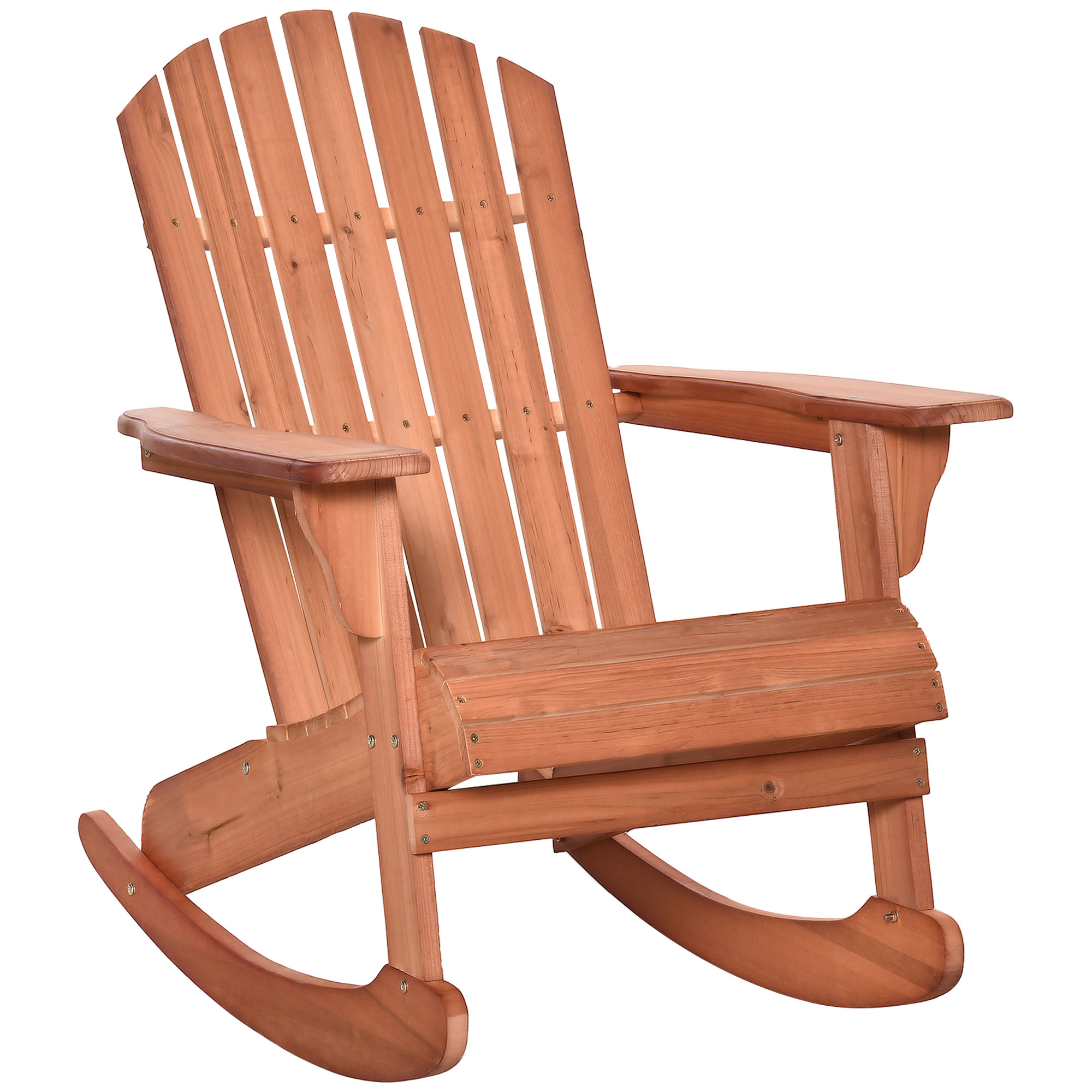 Outsunny Sillón Mecedora Adirondack de Madera Natural 77x94x97 cm para Jardín Terraza Exterior de Estilo Rústico Carga 130kg